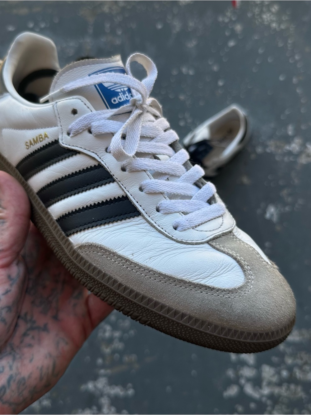 adidas Samba Sneakers in White, Black & Taupe